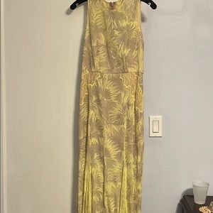 Full length yellow lace dress with beige liner